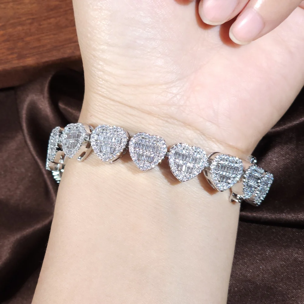 ICE CHARMI Heart Zirconia Bracelet Women Accessory Luxury Jewelry Fashion Bangle Hiphop Chain Trendy  Band Ezquisite Item