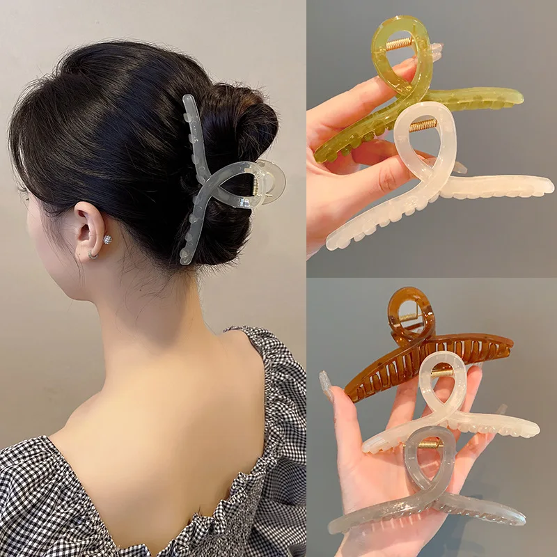 Kunststoff Transparent Große Größe Haar Klaue Mode Damen Haar Clips Frauen Haar Zubehör Kopfbedeckung Pferdeschwanz Haarnadeln Kopfbedeckung