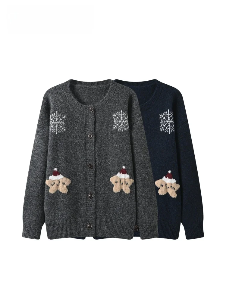 

Loose Fit Long Sve round Ne Knitwear Women's Autumn Winter New Sle plus Size Lazy Sle Sweater Trendy Wool Blend Yarn