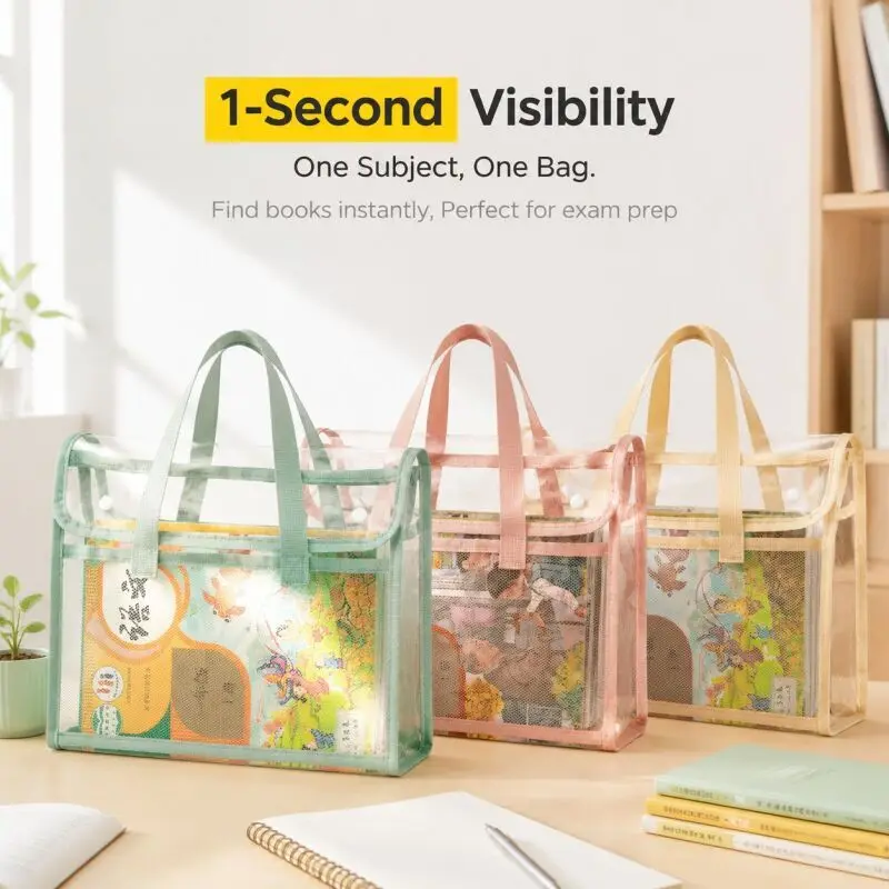 PVC Transparent Exam Bag Quality Portable Waterproof Folder Large Capacity Handheld Storage Bag for Offices, Schools and Events