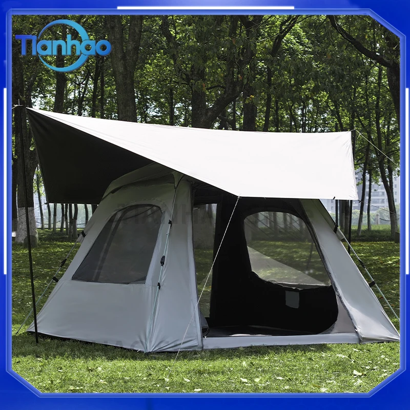 Double Layer Camping Tent for Outdoor Use Premium Oxford Fabric Waterproof Windproof Multipurpose Shelter