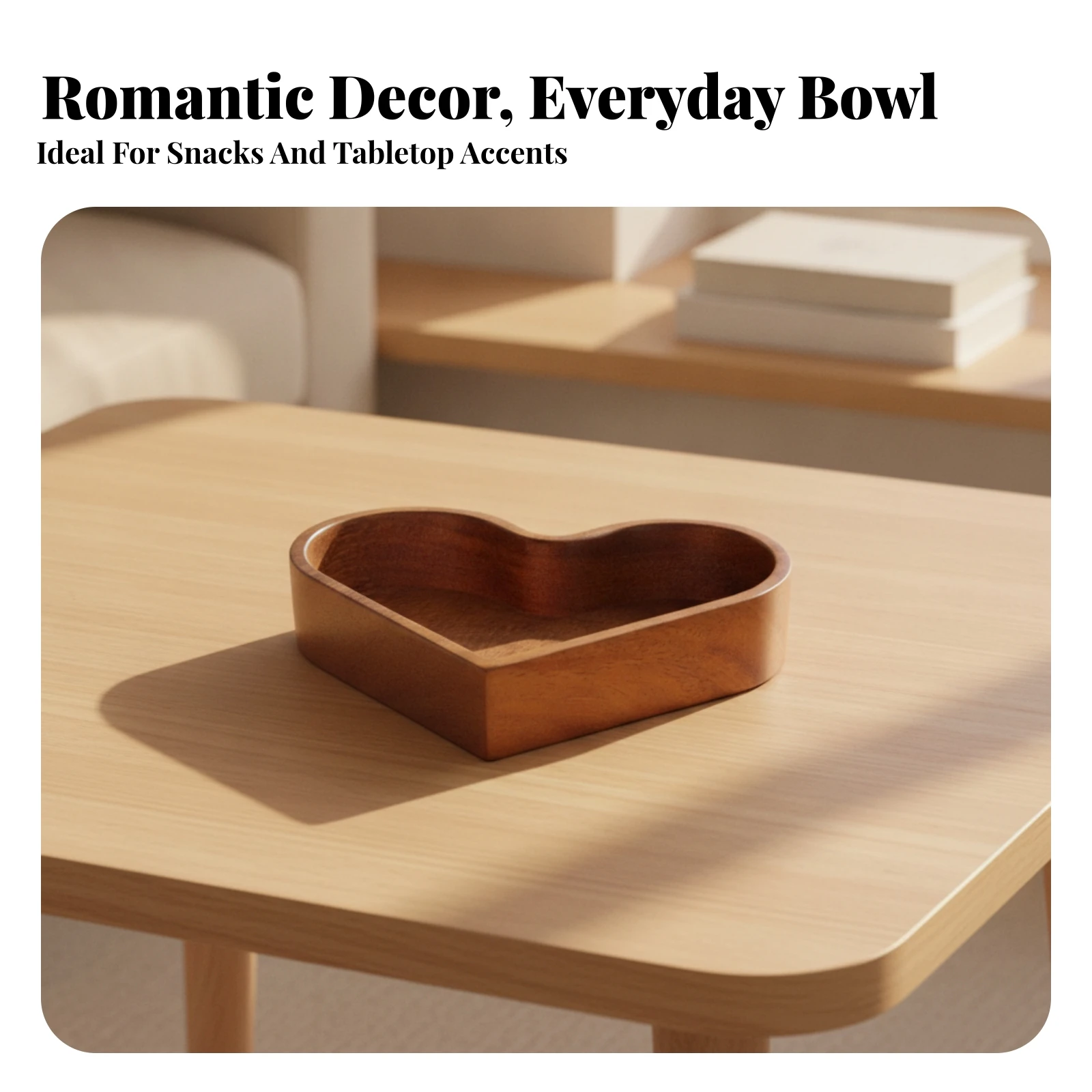 Wooden Snack Tray Sturdy Heart-Shaped Tray Serving Platter Premium Wooden Serving Bowl Charming for Table Display