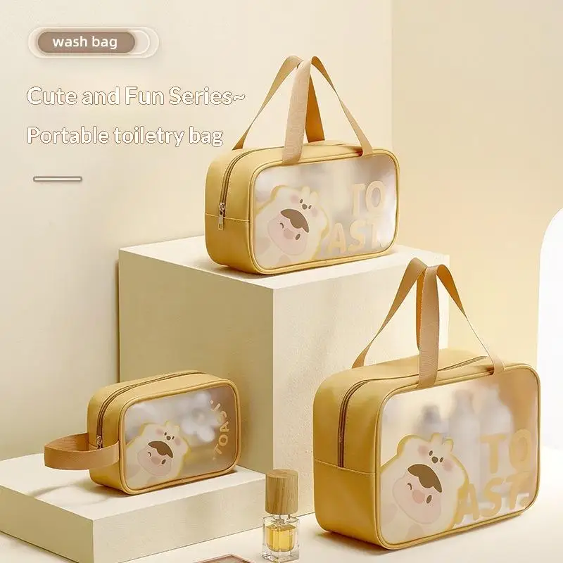 Large Capacity Waterproof Transparent Frosted Wash Bag Portable Cosmetic Organizer for Bridesmaid Gift