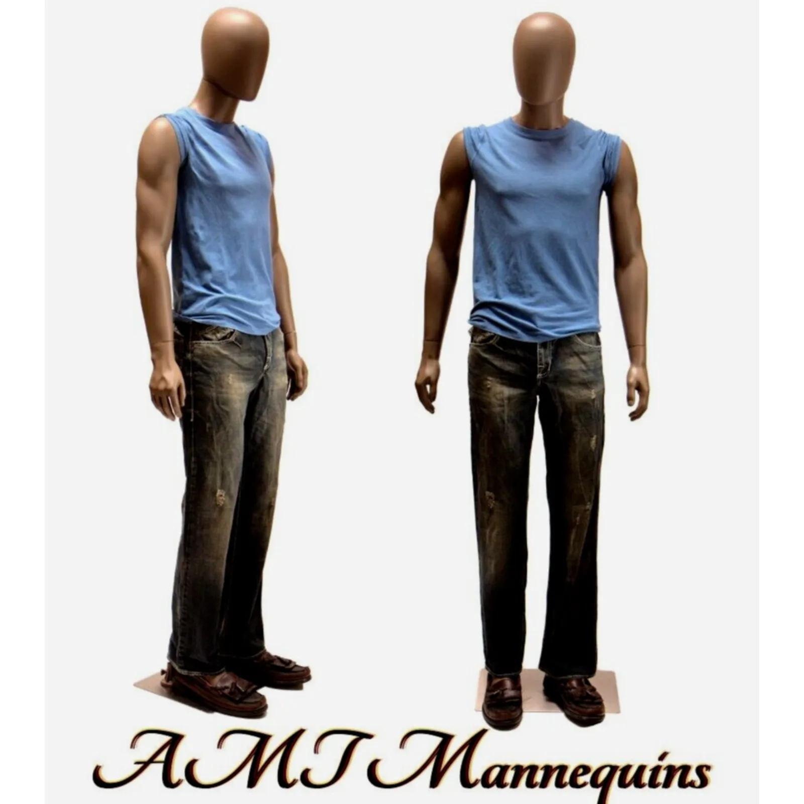 

US Full Body African American Boy Male Painted Skin Mannequin, Metal Stand