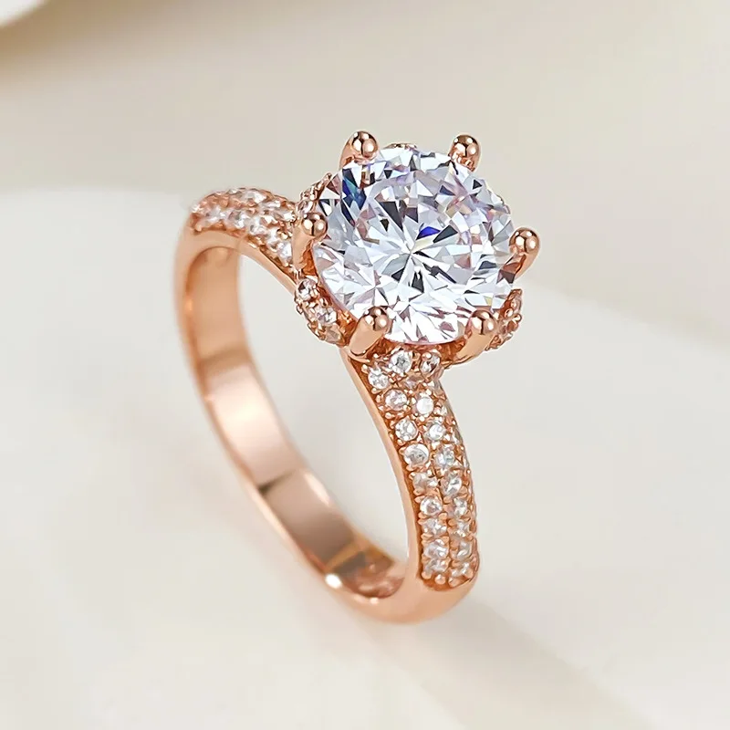 2023 New 925 Silver 8.0mm Simulated Diamond Core Ring Women's Fashion Exquisite Wedding Ring Ring