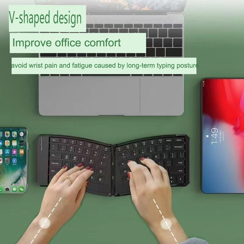 Ergonomic Foldable Keyboard Folding Bluetooth Portable Wireless Keyboard for IPad IPhone Tablet Smartphone Laptop PC Keyboards