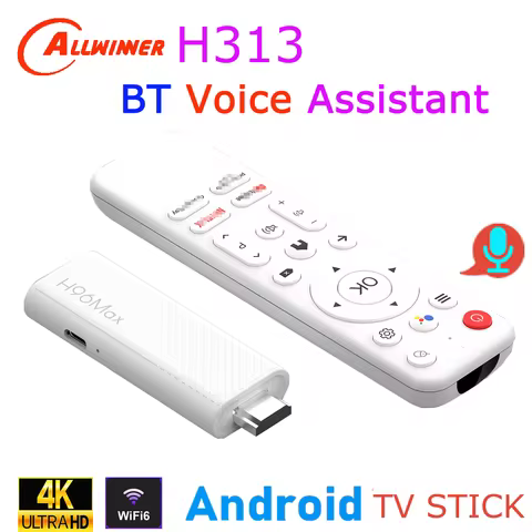 H96 Max Android TV Stick Allwinner H313 Quad Core 4K Wifi6 BT Voice Assistant Remote Control 16GB 8GB