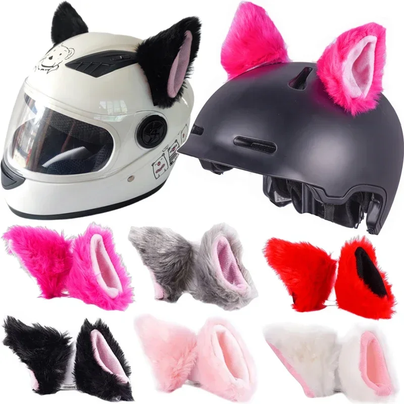 

2Pcs Motorcycle Helmet Decoration Cute Plush Cat Ears Motorbike Helmet Decoration Sticker Gift Black White Pink Moto Accessories