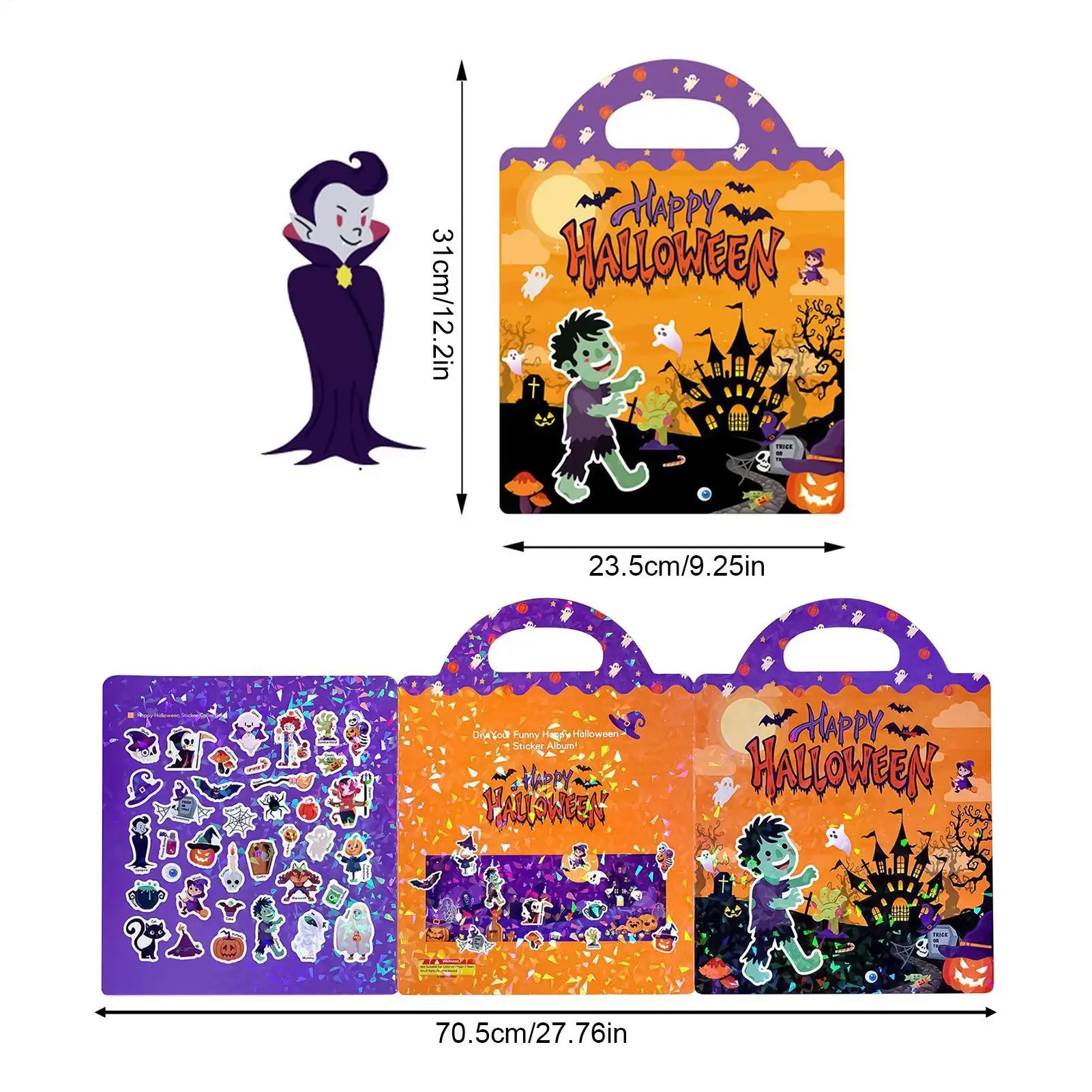 كتاب ملصقات كتب لاصقة قابلة لإعادة الاستخدام للهالوين للأطفال ألعاب الحرف اليدوية للأعمار من 3 إلى 6 سنوات طائرة فصول الدراسية للفتيات الصغيرات