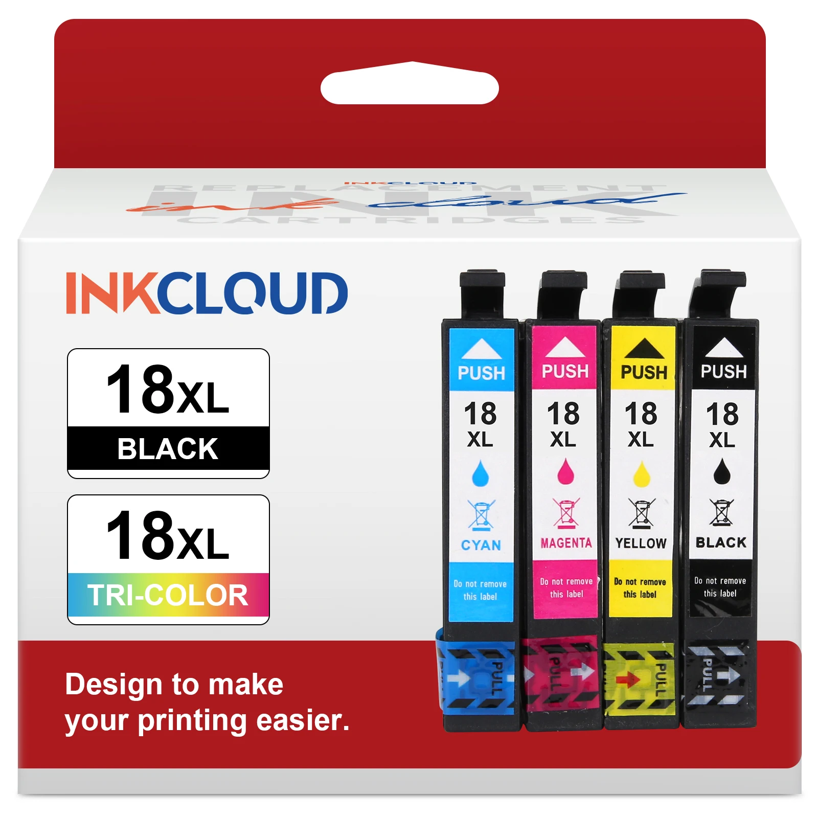 Image of INKCLOUD 18XL 18 Cartuccia Inkjet compatibile per Epson XP-205 XP-215 XP-225 XP-305 XP-312 XP-315 XP-322 XP-325 405 412 415 422 425 cod004