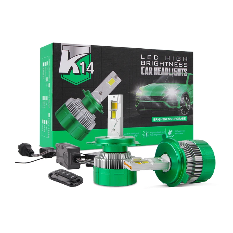 

K14 Remote Control Version H4 Led Headlights High/Low Beam H1 H3 H7 Canbus Led 9005 9006 Headlamp 3Colors With Flashing Light