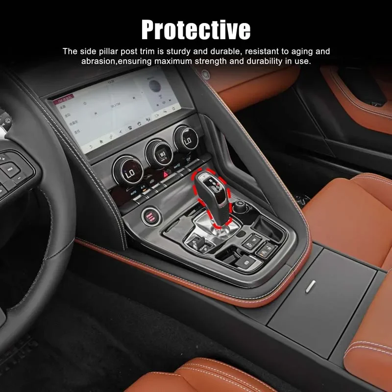1Pcs Real carbon fiber For Jaguar F-TYPE 2013+ car center control gearbox head cover decorative sticker car interior accessories