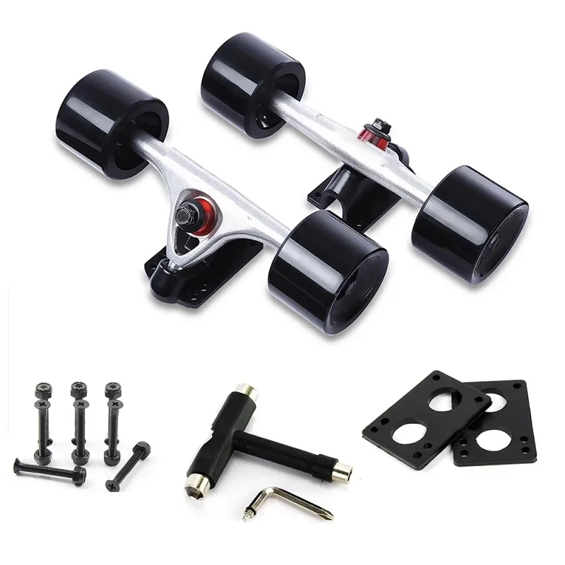 New Pro Longboard Truck Aluminum Alloy 2pcs Skate Truck With 70mm Big Wheels Skateboard Trucks Parts