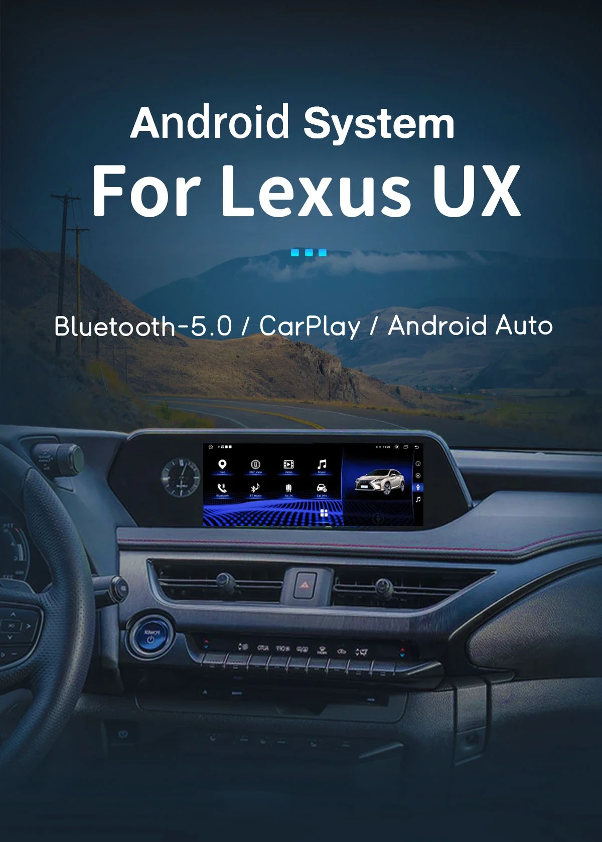 Android 14 Autoradio Carplay Screen For Lexus UX ZA10 UX200 UX250h 2019-2023 Multimedia Audio Car Monitor Video GPS Navigation