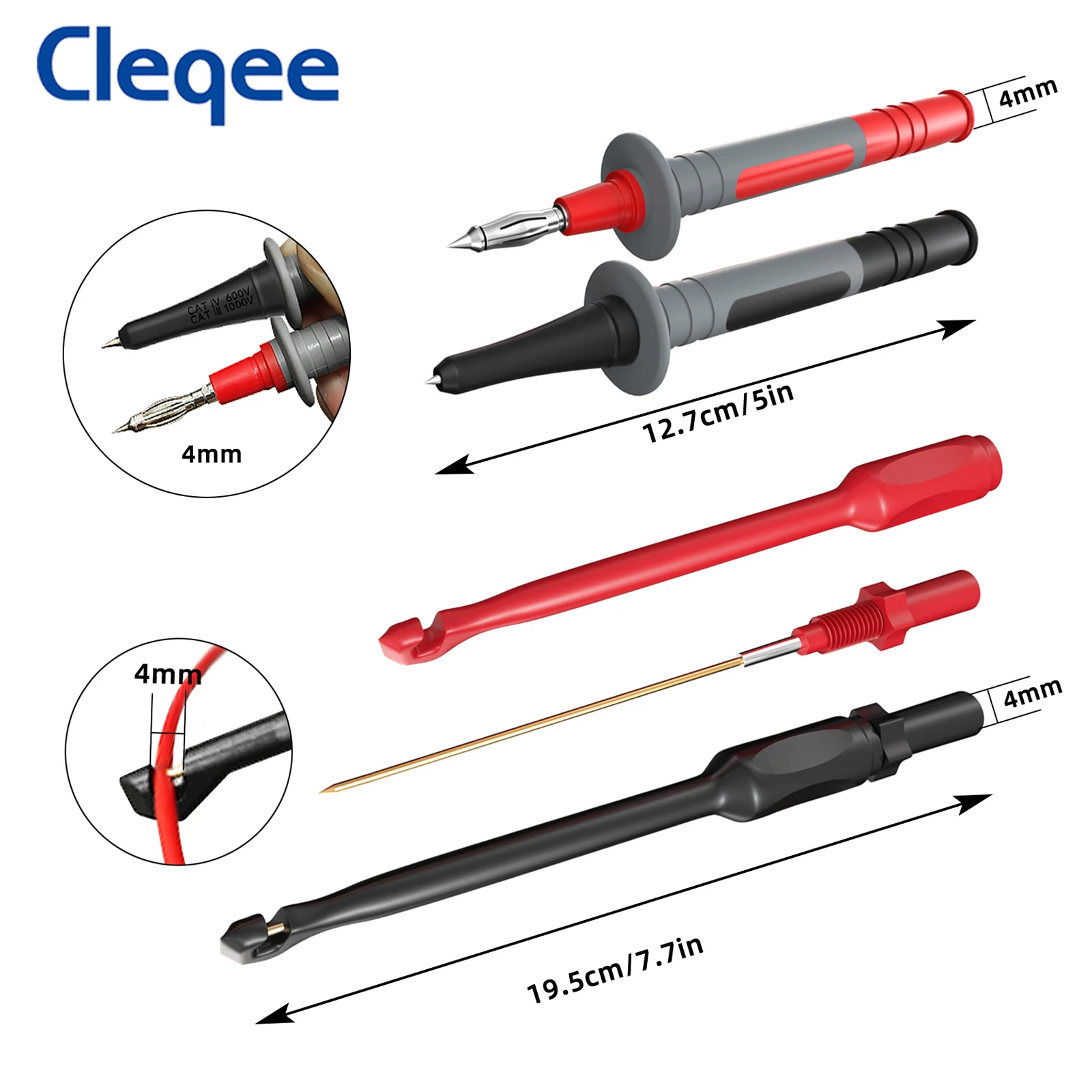 Imagem -05 - Multímetro Teste Leva Kit Sondas Elétricas Digitais Grupo Jacaré Clipe Teste Gancho Fio Flexível 23 Pcs Cleqee-p1925