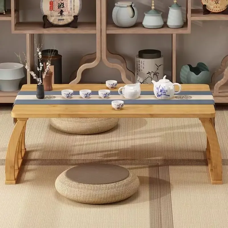 HT bay window table household curved antique style kang several eating low table Sinology small Chinese zen tatami