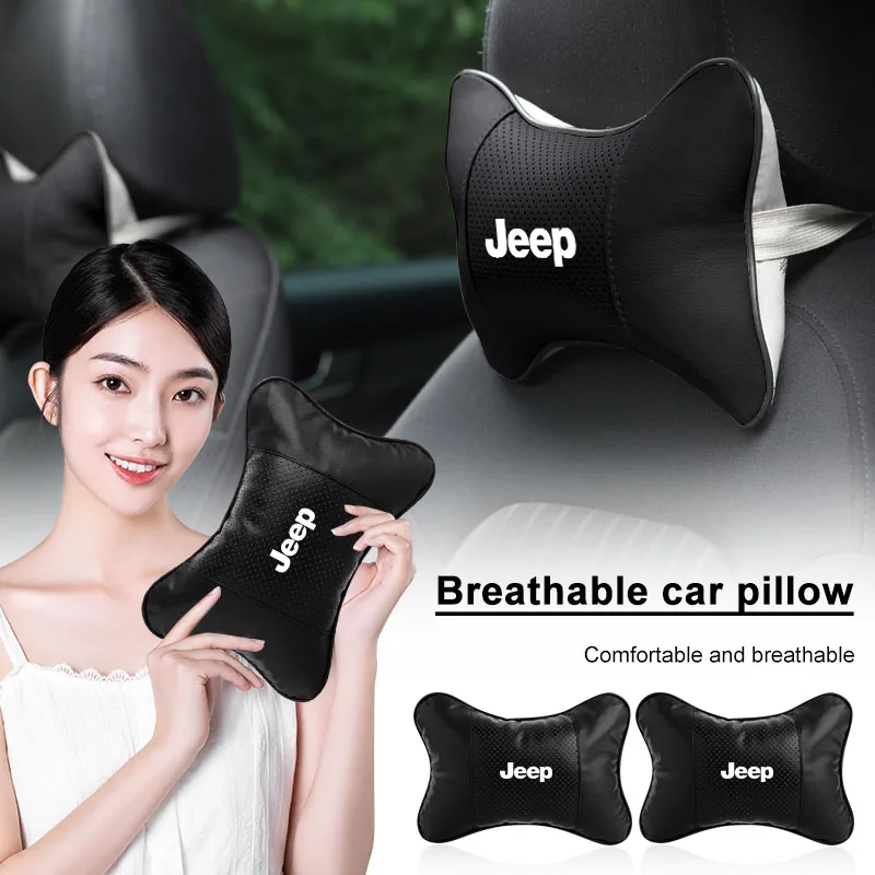 

1/2Pcs Car Seat Headrest Auto Logo Neck Pillow Car Accessories for Jeep Grand Cherokee Xj Wk2 Wj Wrangler Jl Compass Commander