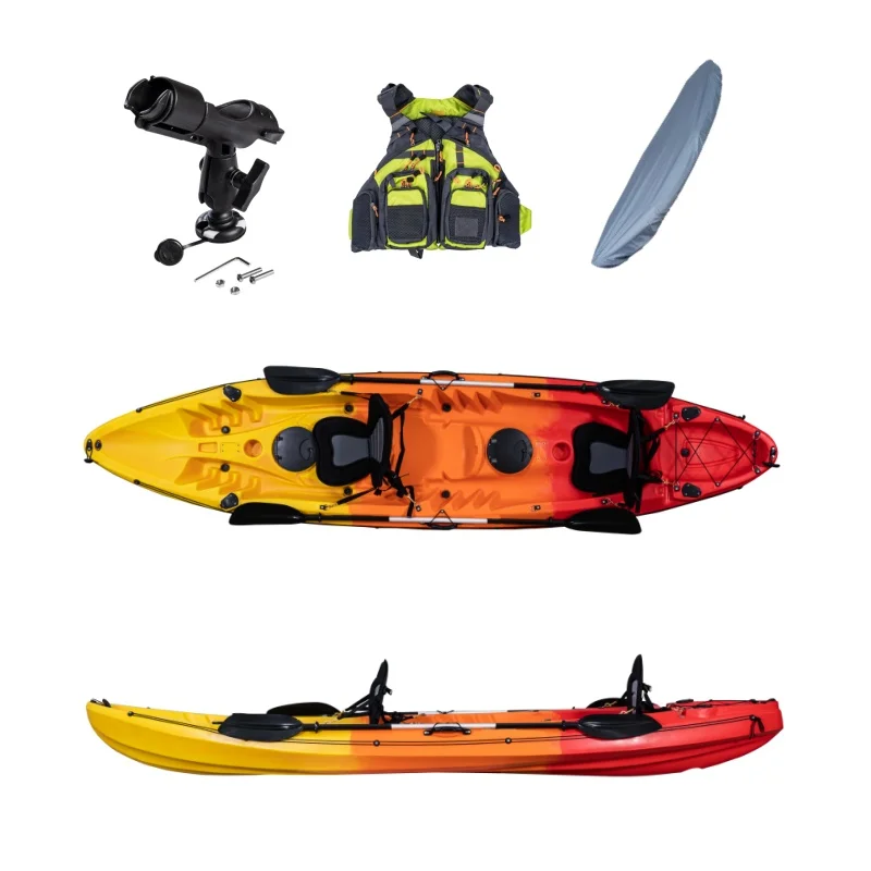 

LSF 3.71M Cruising Fishing Kayak HDPE 3 Paddlers Kayak Fishing Plastic Canoe for Ocean Waters
