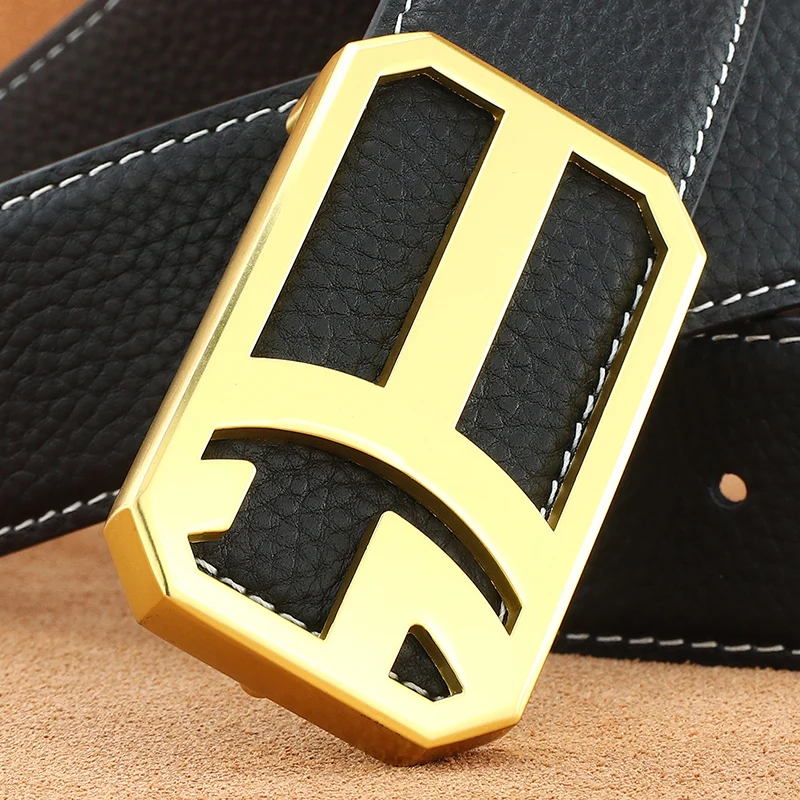 Fashion letter slide buckle belts men designer high quality genuine leather luxury younth jeans leisure ceinture homme