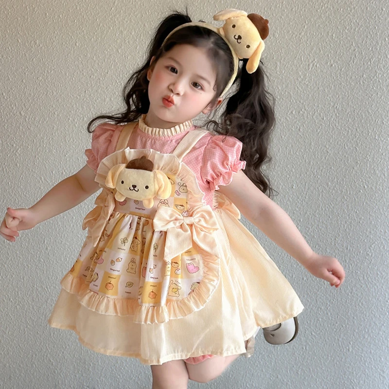 

Детское пышное платье Sanrio Girl Pudding Dog Lolita Princess Pochacco, двухслойное, на день рождения, с мультяшным принтом, праздничный подарок