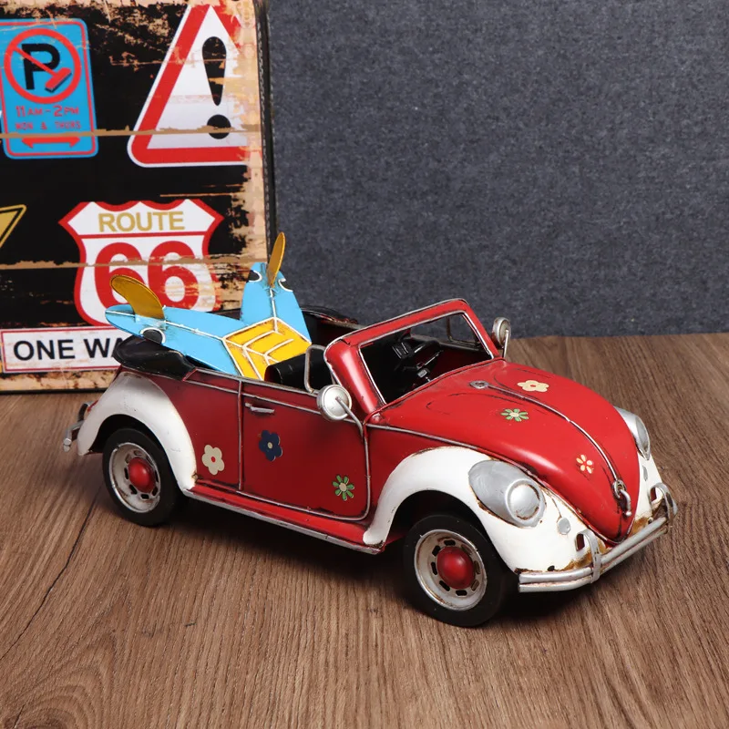 Retro Volkswagen Beetle Convertible Car Model Ironcraft Travel Souvenir Gift Home Living Room Tv Cabinet Decorated With Holiday