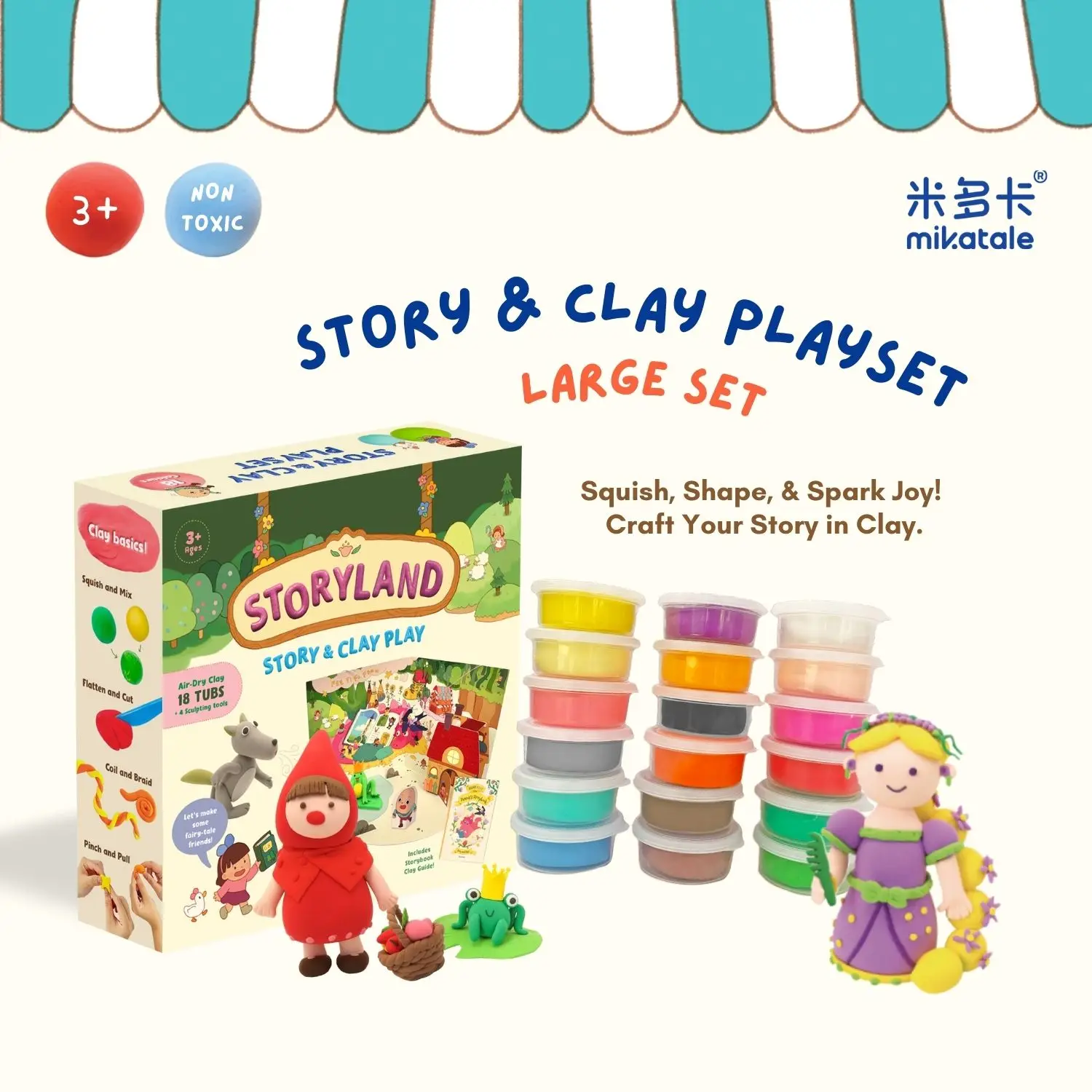 

Cloududa Polymer Clay Foam Clay Polymer Clay Slime Cold Porcelain 18pcs/box Story Series Non-toxic Diy For Children Ages 3+