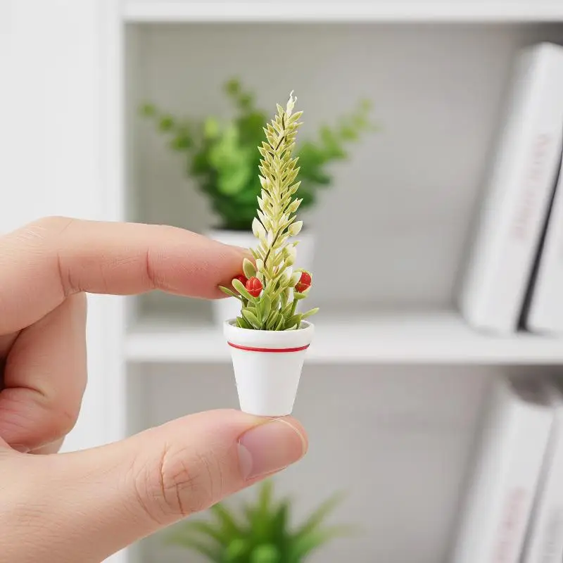 Mini Christmas Potted Tree Model 1/12 Dollhouse Artificial Plant Decor Ornament Dollhouse Home Scene Ornaments Photo Props