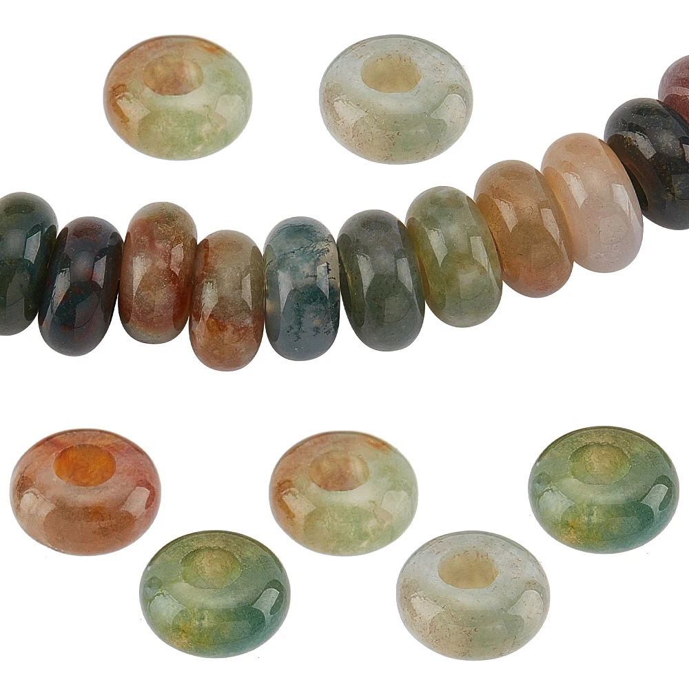 30Pcs Beads Large Hole Indian Agate European Beads for Jewelry Making Charms Snake Chain Bead Hair Braids Stone Beads