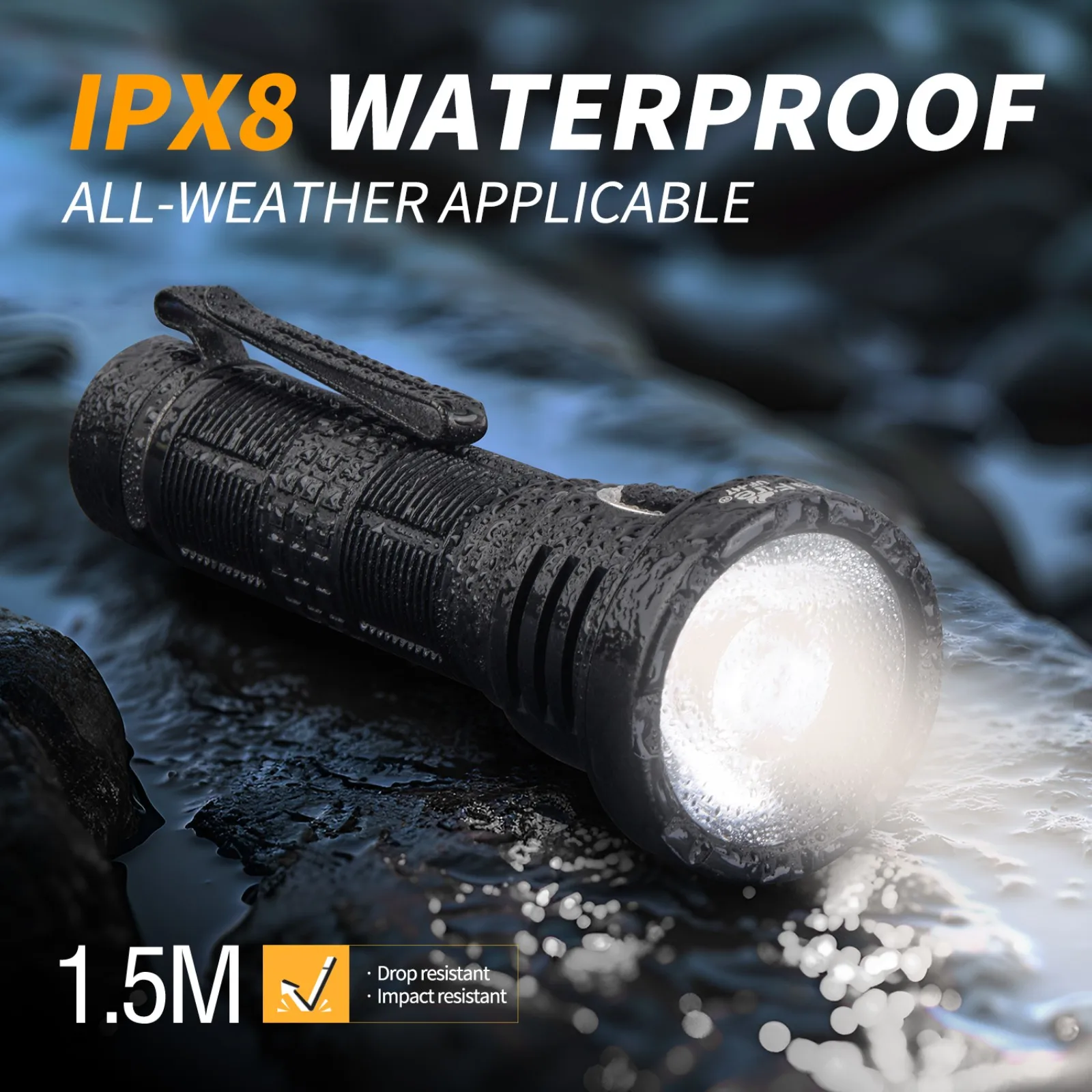 مصباح يدوي تكتيكي UltraFire UF-H7 بقوة 2500 لومن ومدى طويل 643 مترًا ومنفذ USB C قوي 21700 قابل لإعادة الشحن للاستخدام الخارجي EDC مناسب للشرب #5