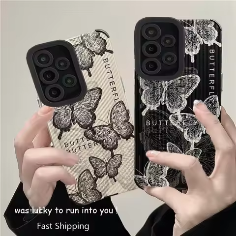 Retro Butterfly Case For Samsung Galaxy A52 A51 A50 A32 A31 A21S A22 A33 A53 A54 A71 A72 A73 5G A12 A13 A14 A34 Silicone Cover