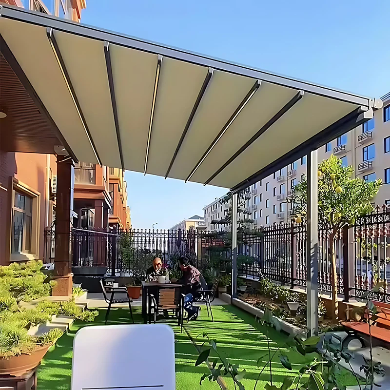 Electric Folding Canopy - Smart Aluminum Alloy Outdoor Rain/Sun Shelter (Courtyard/Villa/Terrace/Sunroom)