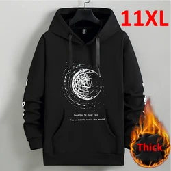 Autumn Winter Fleece Hoodie Men Plus Size 10XL 11XL Hoodies Male Fashion Casual  Print Hooded Pullover Big Size 10XL 11XL