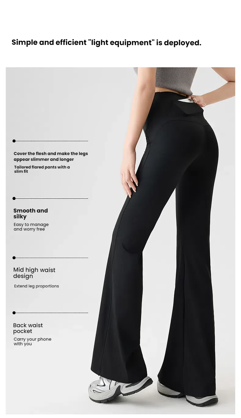 Women's Flared Yoga Pants High Waist Tummy Control Lounge Pants with Pockets Soft Cloud Seamless Workout Leggings Summer trouser