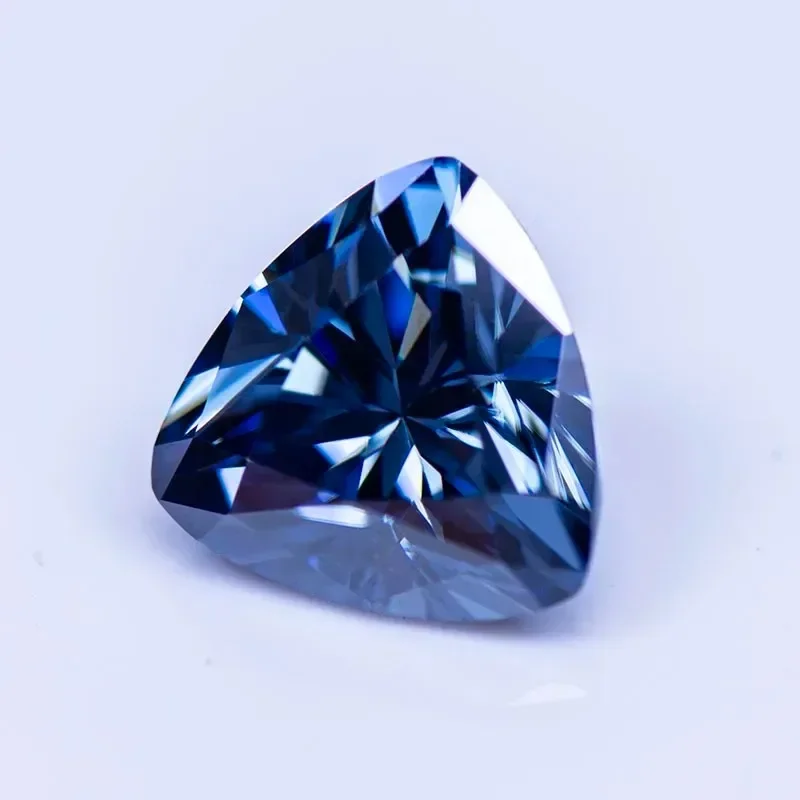 Moissanite Diamond Primary Color Royal Blue Trillyon Cut Lab Created Gemstone for DIY Charm Jewelry Making  with GRA Certificate