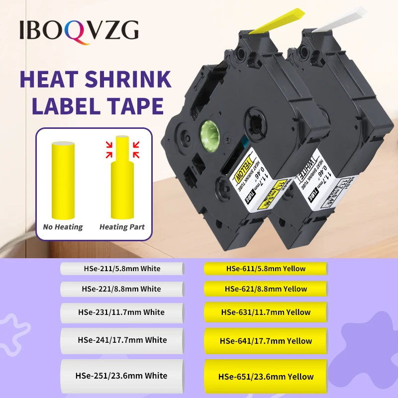 Industrial Tape Replace For Brother HSe-231 211 221 251 241 611 621 631 641 Heat Shrink Tube Label For Brother P Touch Labeller