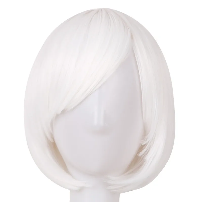 White Wig Fei-Show Synthetic Heat Resistant Short Wavy Hair Peruca Pelucas Costume Cartoon Role Cos-play Salon Party Hairpiece