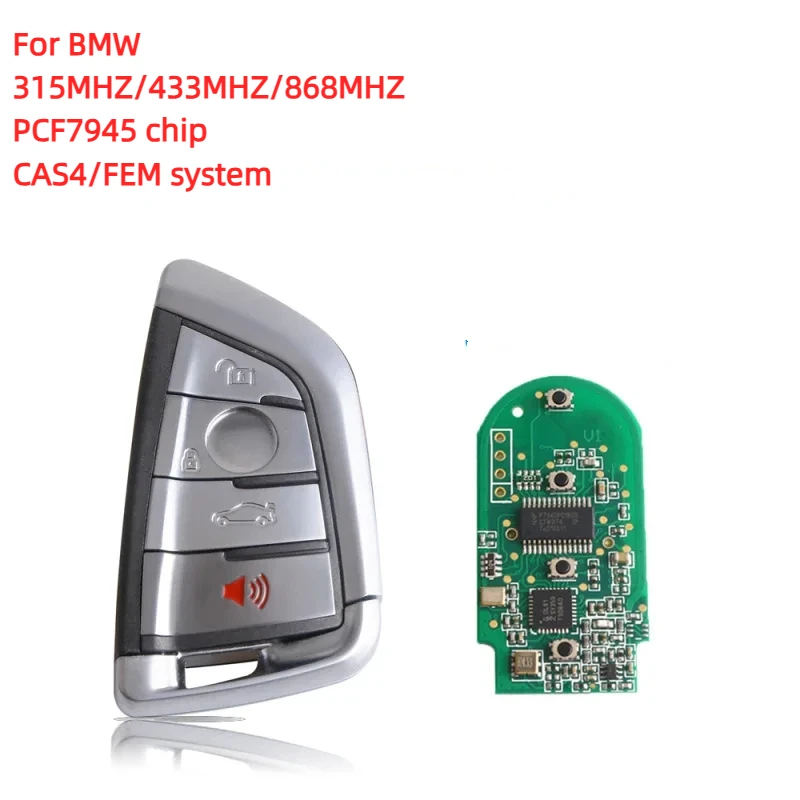 

4 buttons Car Remote Key 315/433/868mhz Pcf7953 Chip For Bmw Cas4 Cas4 System F30f 20 F10 X5 X6