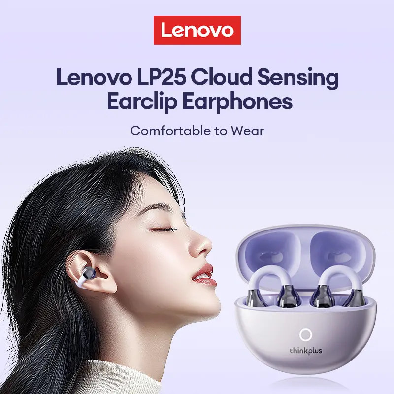 سماعات رأس لينوفو LP25 PRO بلوتوث 5.4، مشبك أذن رياضي، سماعات رأس لاسلكية بعمر بطارية طويل، تقليل الضوضاء، ميكروفون HD - 6