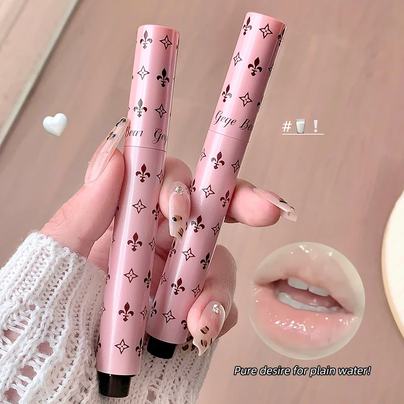 Gege Bear Brilho labial sólido derretido – veludo fosco, cor de pelúcia, à prova de transferência, bálsamo rechonchudo que não seco para lábios foscos cremosos