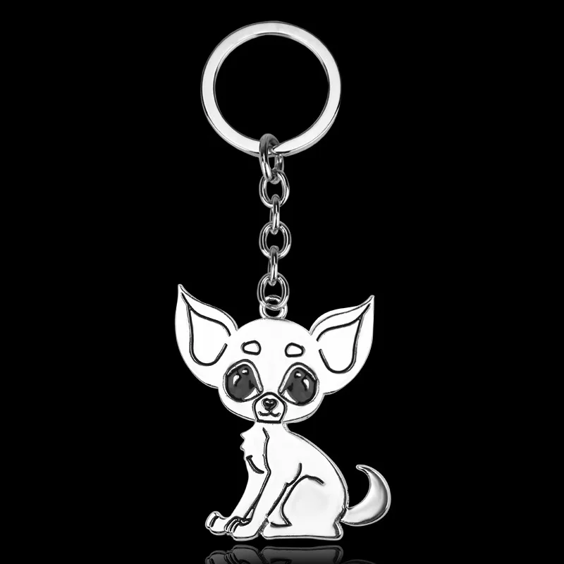 男性,女性,子供向けのキーホルダー,チワワ,犬,本物の動物,チワワ,犬などに最適なカラビナキーホルダー。