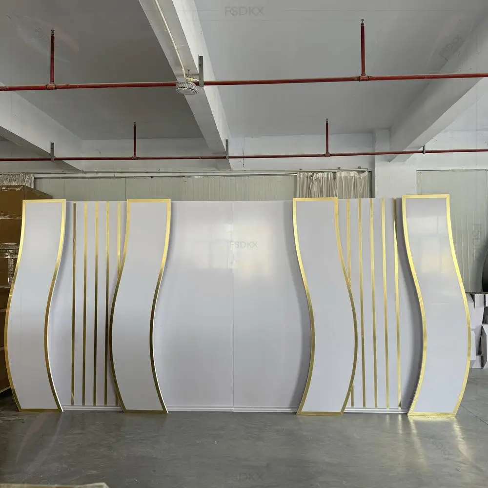 

FSDKX White Modern Style Custom Large Wedding Stage Backdrop Party Decor Acrylic Arch for Event