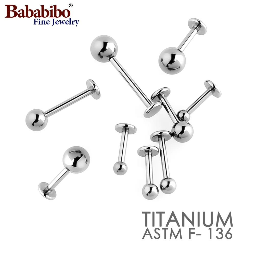 ASTM F136 Titanium Schroefdraad Labret Studs 14G 16G Schroef-in Lip Ringen 5-16mm Bars 3-8mm Ballen Hypoallergeen Lichaam Sieraden