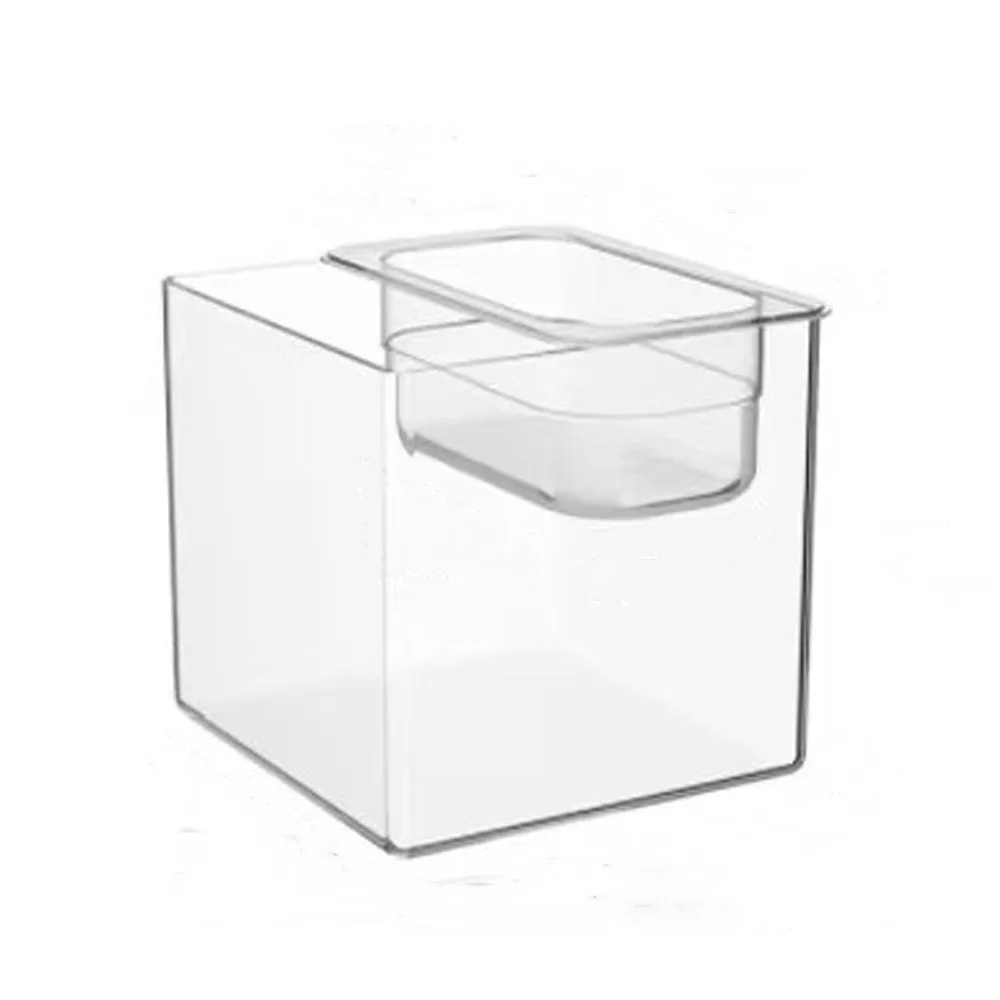 

Transparent Double-layer Fish Tank Cube Plastic Cat Drinking Bowls Shatterproof Cat Water Bowl Landscape Ecological