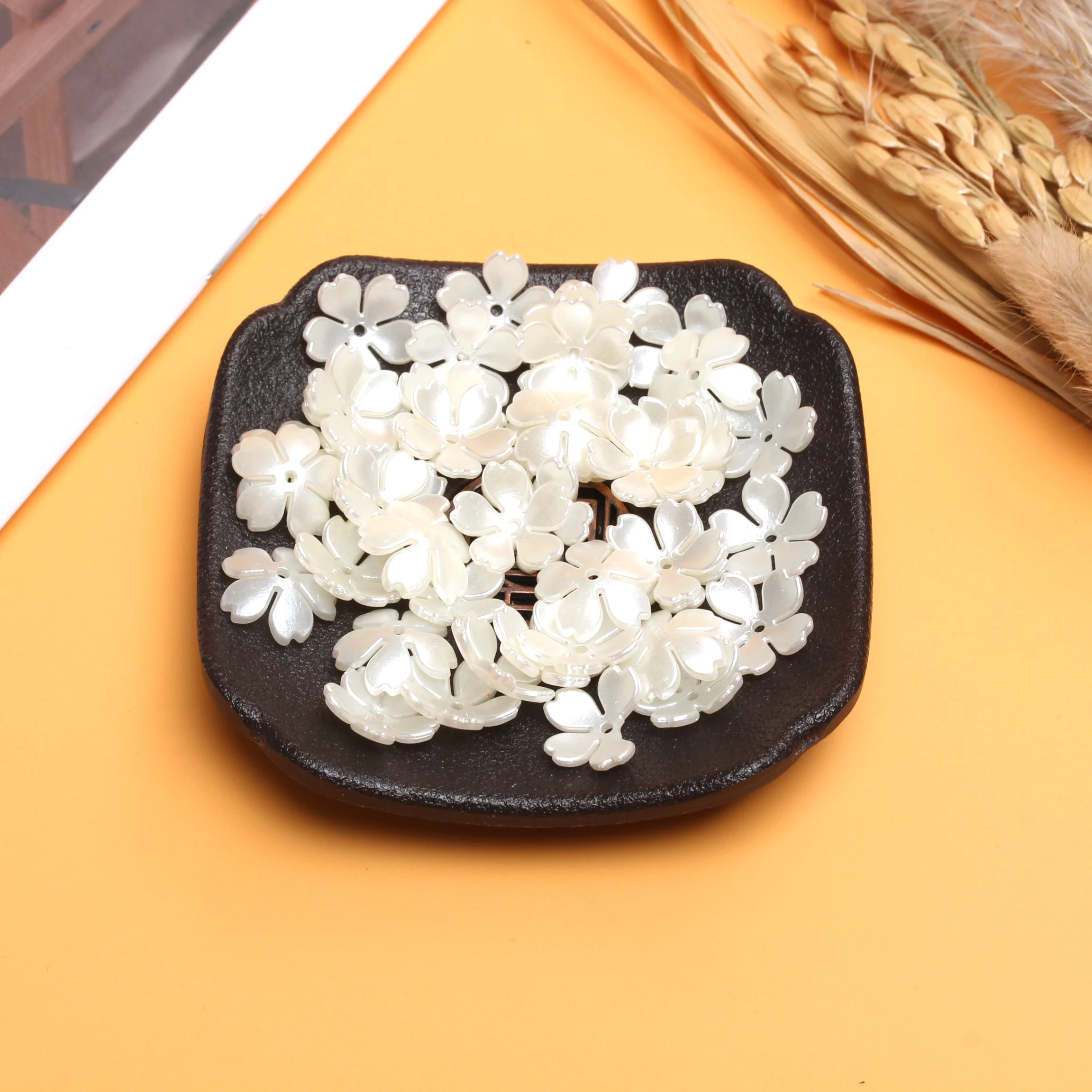 40Pcs/lot 14mm Acrylic Flower Torus Shape Spacer Beads DIY Jewelry Findings Headwear Hairpins Earrings Making For Jewelry Making