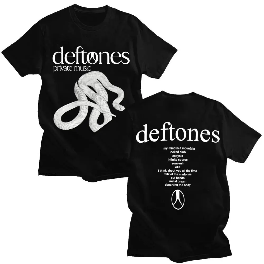 

Рок-группа Deftones 2024, частный музыкальный альбом, футболки со змеей, Harajuku, готические винтажные футболки для мужчин и женщин, хлопковая свободная уличная футболка