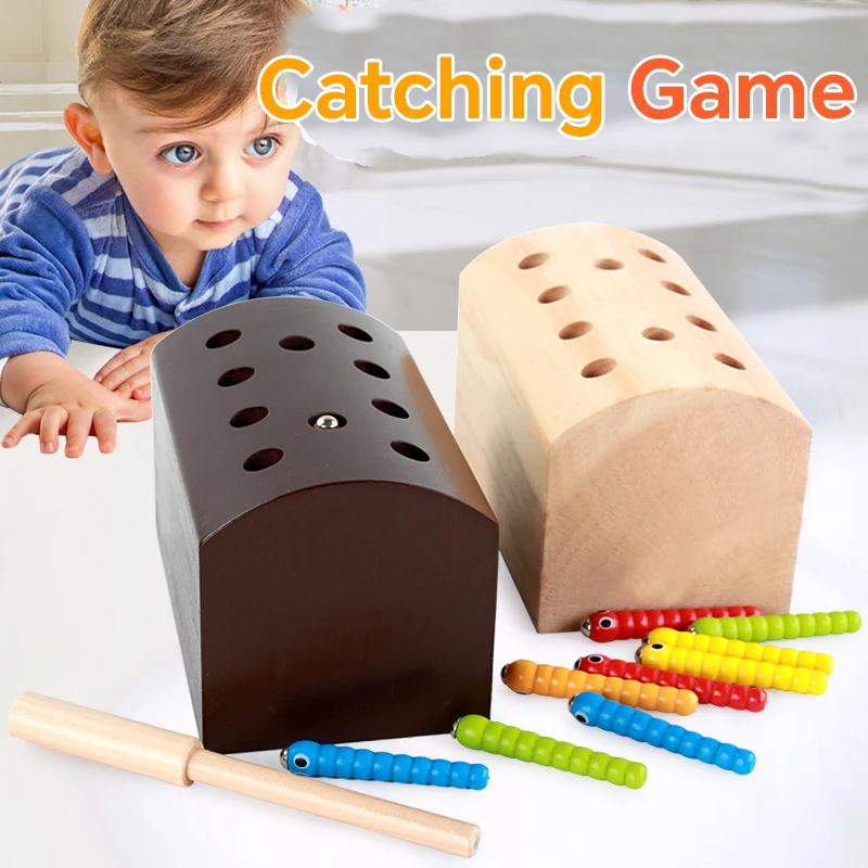 

Montessori Toy Worm Eat Fruit Wooden Puzzle Toy Kids Fingers Flexible Training Twisting Worm Educational Toys for Children Gifts