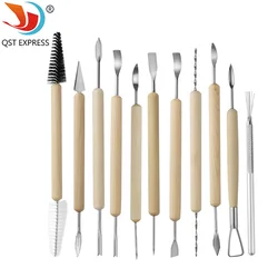 5pcs 11PCs Soft Clay Sculpture Pottery Tool DIY Handmade Carving Knife Set with Wooden Handle Ceramics Modeling Graving Tools