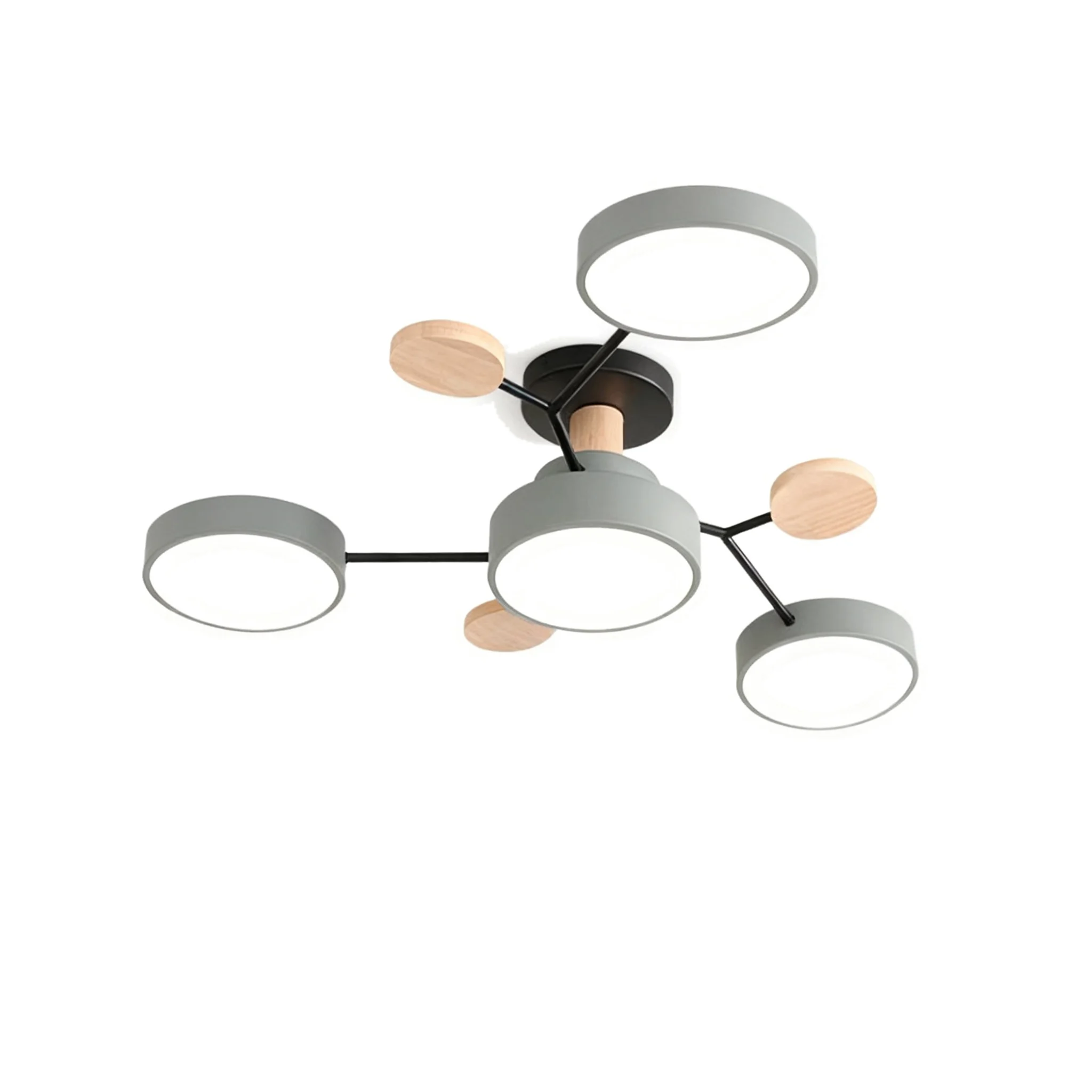 Wooden Flush Mount Kids Chandelier Mid Century Battery Light Fixture Bedroom Lighting