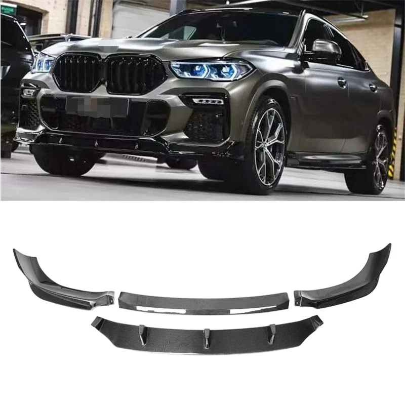 

For BMW G06 X6 2019 2020 2021 2022 Carbon Front Bumper Lip Chin Spoiler Front Splitter 2019+ X6 G06 carbon fiber car bumper