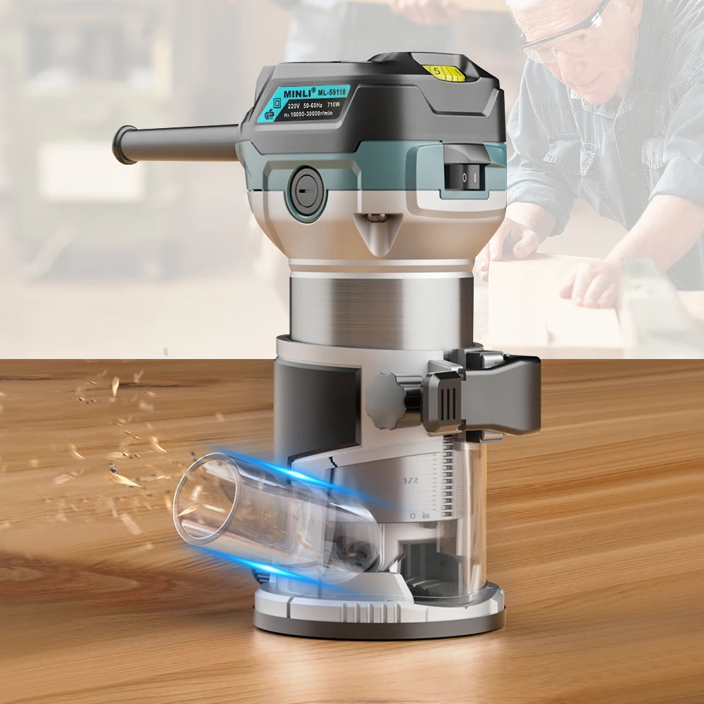 220V 710W elektryczny trymer Router frez do drewna grawerowanie maszyna stolarstwo ręczne przycinanie trymer do laminowania drewna